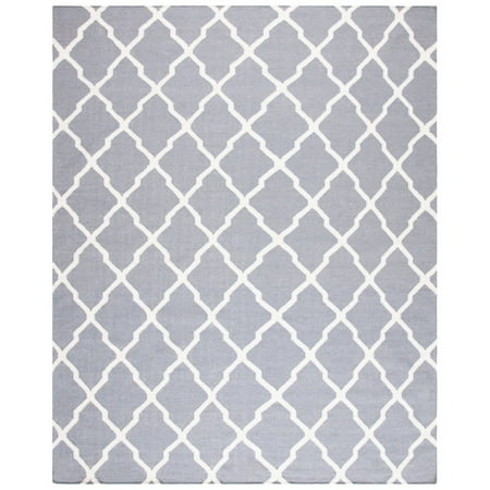 SAFAVIEH Dhurrie Tabitha Geometric Moroccan Wool Runner Rug, Grey/Ivory, 2'6" x 10'