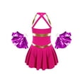 thumbnail image 6 of CHICTRY Kids Girls Letters Printed Cheers Uniform Hollow Back Dress with Pompoms for Cheerleading Dance Hot Pink 8, 6 of 7