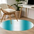 thumbnail image 5 of 4ft Round Rug, Teal White Ombre Non-Skid Rubber Backing Large Area Rugs - Living Room Bedroom Home Office, Modern Abstract Art Farmhouse Gradient Indoor Floor Mat Carpets Washable Rug, 5 of 9