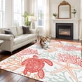 thumbnail image 2 of 6'x9' Area Rugs, Red Orange Coastal Indoor Outdoor Area Rug for Living Room Bedroom, Sea Turtle Nautical Coral Summer Beach Washable Bathroom Rugs Kitchen Floor Carpet Mats Home Decor Aesthetic, 2 of 8