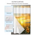 thumbnail image 2 of No Hook Cloth Fabric Shower Curtain with Snap in Liner, Sunflower Field Waterproof Shower Curtains Set with See Through Top Window, Summer Vintage Sunset Botanical Floral Bath Curtains Shower 48"x72", 2 of 6