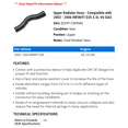 thumbnail image 2 of Upper Radiator Hose - Compatible with 2003 - 2006 INFINITI G35 3.5L V6 GAS 2004 2005, 2 of 2
