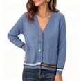 thumbnail image 3 of gbyLJF Womens V Neck Cardigan Sweater Long Sleeve Button Down Knitted Tops Coats with Pockets, 3 of 6