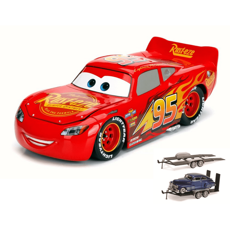 Bred vifte kranium Rummet Diecast Car & Trailer Package - Disney Pixar CARS 3 Classic Lightning  McQueen, Candy Red - Jada 98357 - 1/24 Scale Diecast Model Toy Car  w/Trailer - Walmart.com