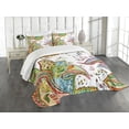 thumbnail image 3 of Ambesonne Grunge Quilted Bedspread Set 3 Pcs, Leaves Flowers Hearts, King Size, Green Orange, 3 of 5