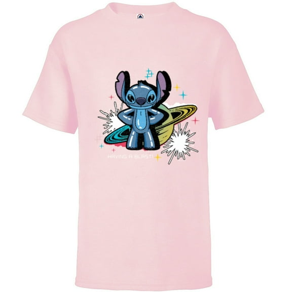Disney Lilo & Stitch Techno Interplanetary Stitch - Short Sleeve T-Shirt for Kids - Customized-Soft Pink