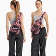 thumbnail image 6 of Sling Backpack,Spooky Halloween Silhouette Pattern Sling Bag with Water Bottle Holder,Waterproof Sling Bag for Men/Women with Headphone Jack for Hiking,Travel, 6 of 6