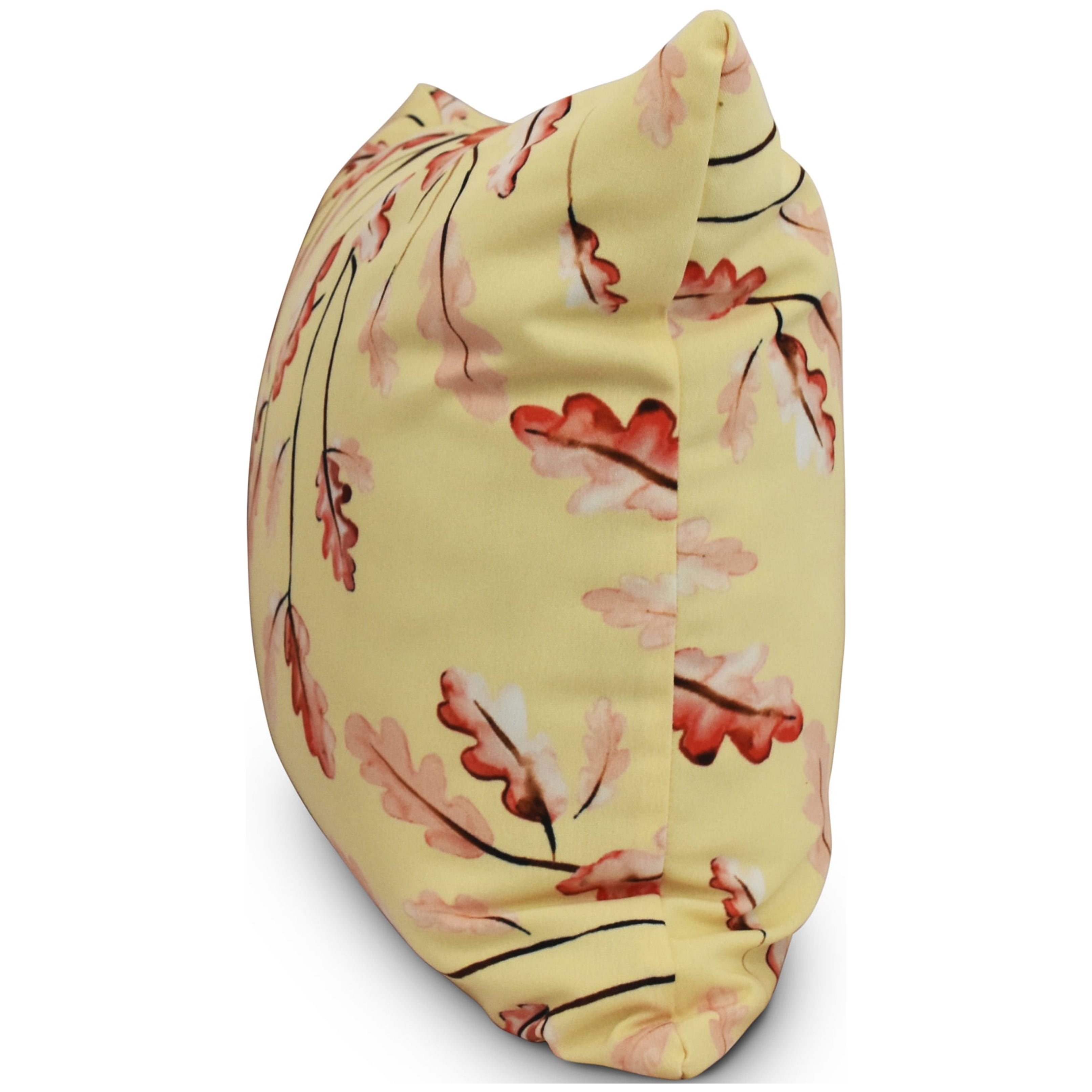 16 Inch Wild Oak Leaves Cream Floral Print Decorative Throw Pillow