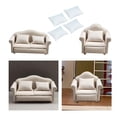 thumbnail image 1 of Mini Miniature Wood Sofa Set with Cushion for 1/12 Dollhouse Living Room Ornament Children Gift perfke Sofá de casa de muñecas, 1 of 9