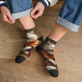 thumbnail image 3 of Fuzoiu Haystack Meditating Cat Print Adult Socks, Crew Moisture-wicking Socks, Unisex Cushion Crew Socks,Casual Sports Ankle Socks, 3 of 7