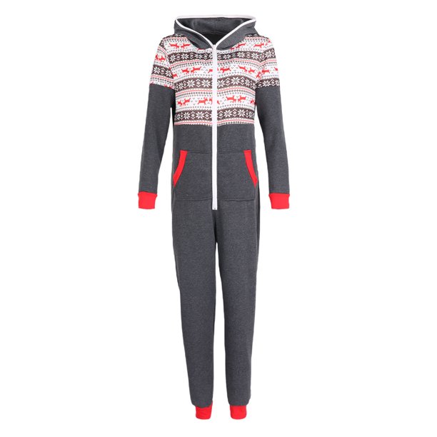 Matching Family Christmas Pajamas Set Hooded ZipFront Rompers One