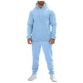 thumbnail image 2 of Mens Tracksuit Set Sweatsuits Hoodie And Sweatpants Jogging Suit Athletic Lounge Hooded Sweatshirts Light Blue M, 2 of 7