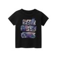 thumbnail image 1 of Girl's Y2K-Inspired Black Loose Fit Tee with Cute Cat Print - Short Sleeve, Lightweight , Spring/Summer Casual Wear, Casual Wear Tee | Whimsical Graphic Tee | Nonelastic Material, Girls T Shirts, 1 of 6