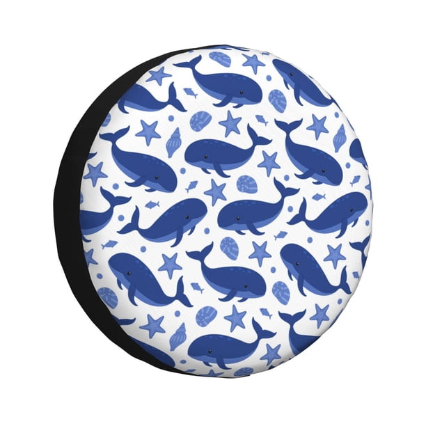 Fotbe Whale Funda de Llanta de Repuesto con Estampado, Engrosada, Ajuste Universal para Jeep, Remolque, RV, SUV, Camión-16 inch