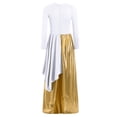 thumbnail image 3 of YUUMIN Kids Girls Liturgical Lyrical Praise Dance Jumpsuit Worship Gown Robe with Metallic Wide Leg Pants Set White 16, 3 of 6