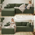 thumbnail image 5 of Muumblus Modular Sectional Sofa, Oversized L-Shape Cloud Couch, Modern Corduroy Sleeper Couches for Living Room, No Assembly Required, Green (Left Facing Chaise), 5 of 11