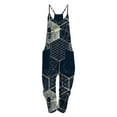 thumbnail image 2 of Tejiojio Clearance Women Casual Boho Print Pocket Romper Long Playsuit Strap Sleeveless Jumpsuit, 2 of 4