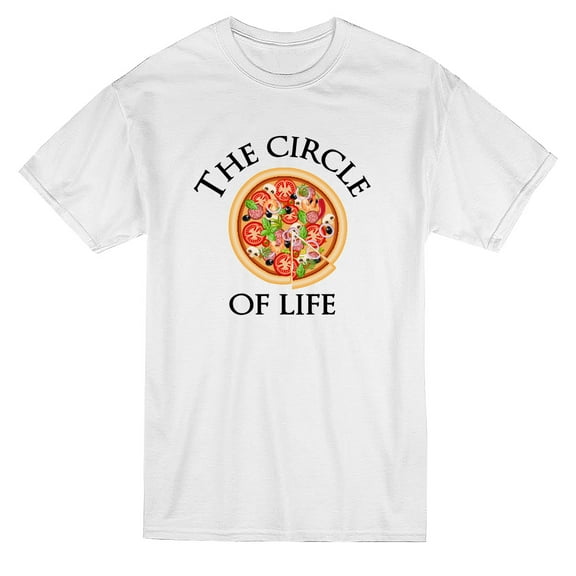 The Circle Of Life Pizza Graphic Men White T-Shirt, Male XX-Large
