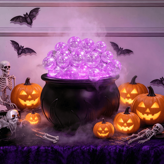 Halloween Decorations Indoor - DIY Bubbling Cauldron Set - Black Plastic Bowl Hocus Pocus Party Decoration - Spooky Vintage Decor for Home Kitchen Room Party Table