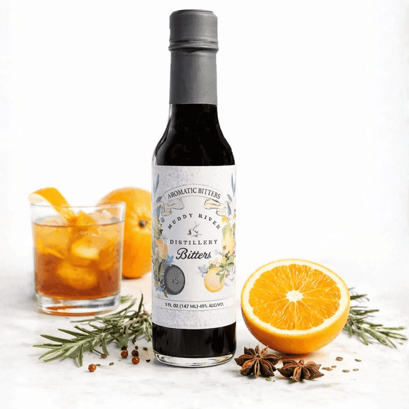 Bitters for Cocktails (5 oz) | Aromatic Old Fashioned Bitters | Muddy River Distillery | American Made | Cocktail Gifts | Mixology | Tiki Cocktail Essential