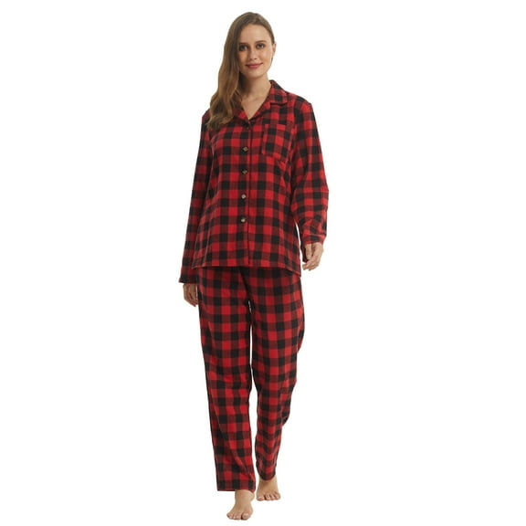 YUSHOW Womens Flannel Pajama Sets Long Sleeve Pj set for Women Soft Comfy Sleepwear with Long Pants Cotton Pj Loungewear Set
