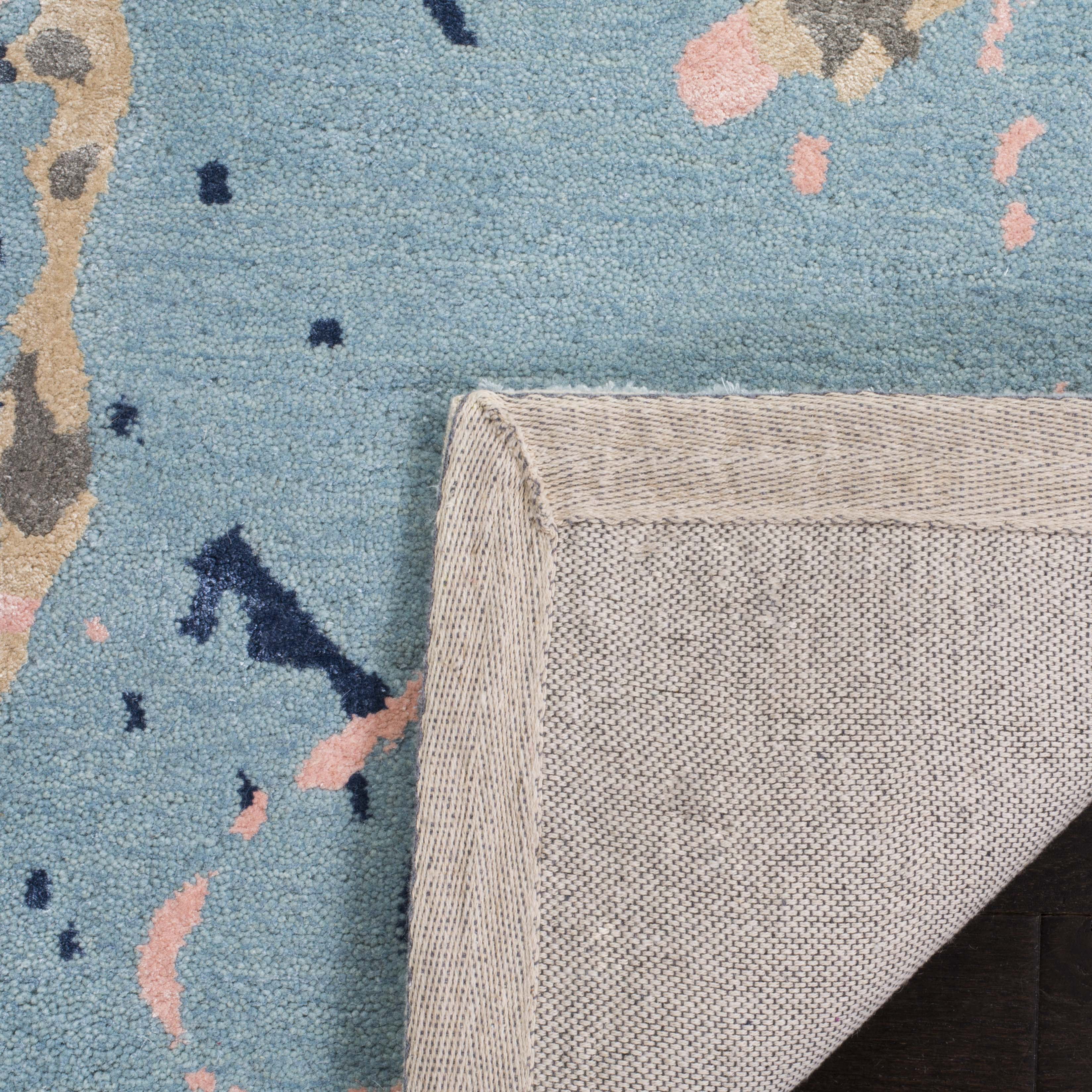 SAFAVIEH Soho Daffodil Abstract Area Rug, Blue/Light Pink, 5' x 8'