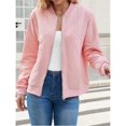 thumbnail image 4 of Suéter Tipo Cárdigan con Cremallera para Mujer, Sudadera con Capucha, Chaqueta de Larga, Conjuntos de Cuello Redondo, Abrigo Informal. Rosa XL, 4 of 10