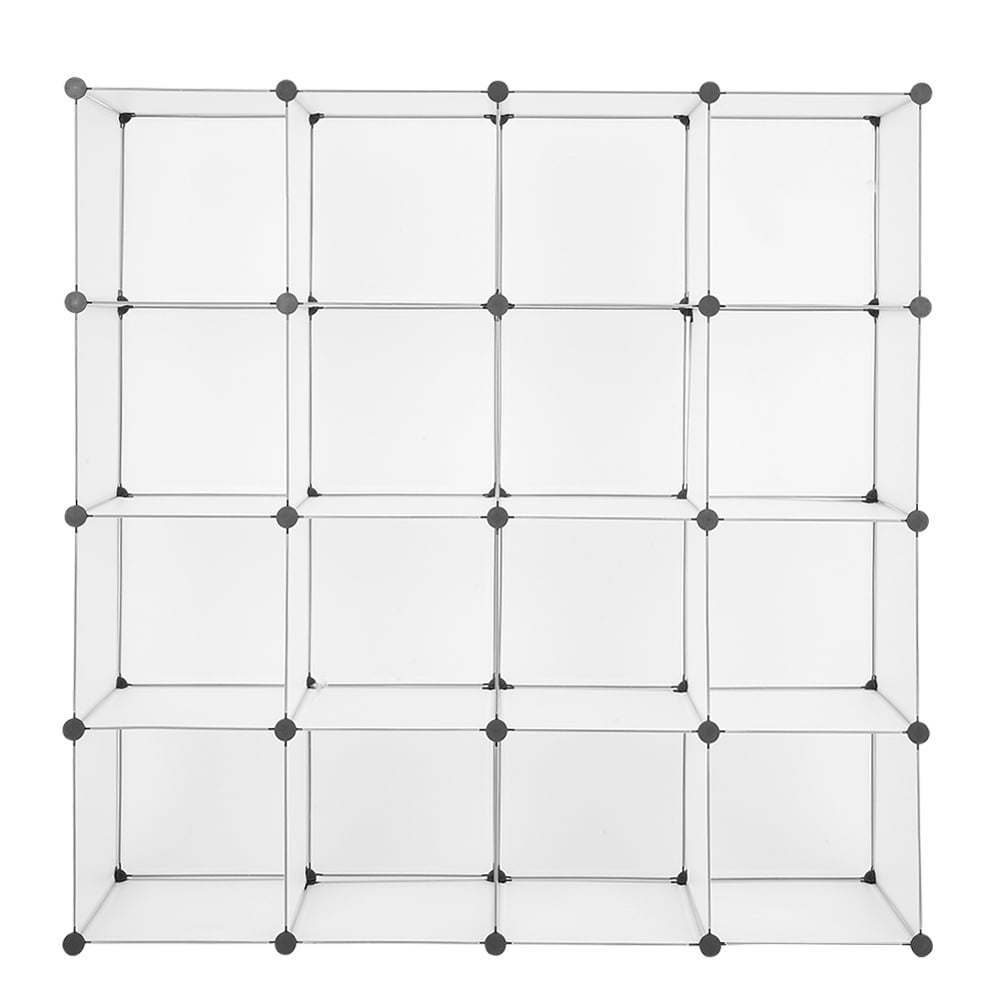 Lowestbest Cube Storage Organizer, Cube Storage Shelves, Book Shelf 16 Cube Storage Unit for Clothes, Plastic Cube Storage Shelves for Bedroom Living Room Office, White Lowestbest Cube Storage Organizer, Cube Storage Shelves, Book Shelf 16 Cube Storage Unit for Clothes, Plastic Cube Storage Shelves for Bedroom Living Room Office, White