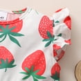 thumbnail image 6 of KIMI BEAR Shorts Outfits For Toddler Baby Girls 4T Girls Spring Summer Clothes Sweet Strawberry Print Fly Sleeve Top Ripped Denim Shorts 2PCs Set 4-5T, Red, 6 of 9