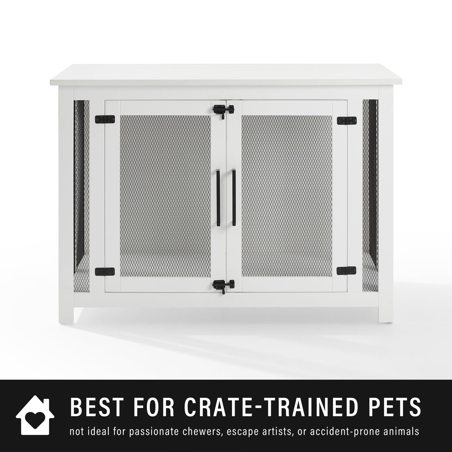 Crosley Furniture Dane Credenza Console Table Dog Crate Kennel for Pets