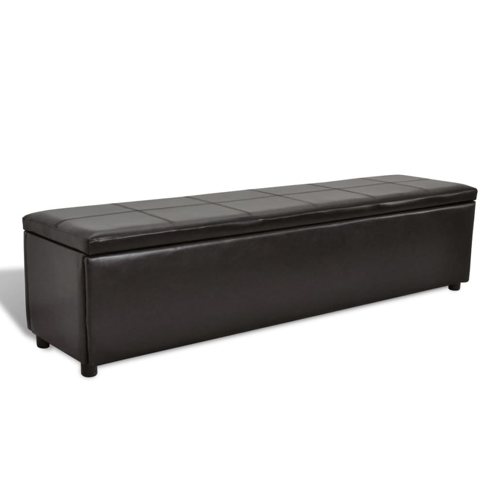 Kepooman Modern Folding Faux Leather Storage Ottoman Bench for Home Office, Brown Kepooman Modern Folding Faux Leather Storage Ottoman Bench for Home Office, Brown
