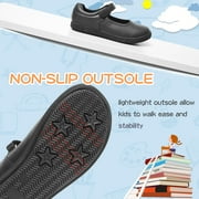 HOMEHOT Girls School Uniform Shoes Strap Dress Mary Jane Flats Black Size 5 Famale Kids