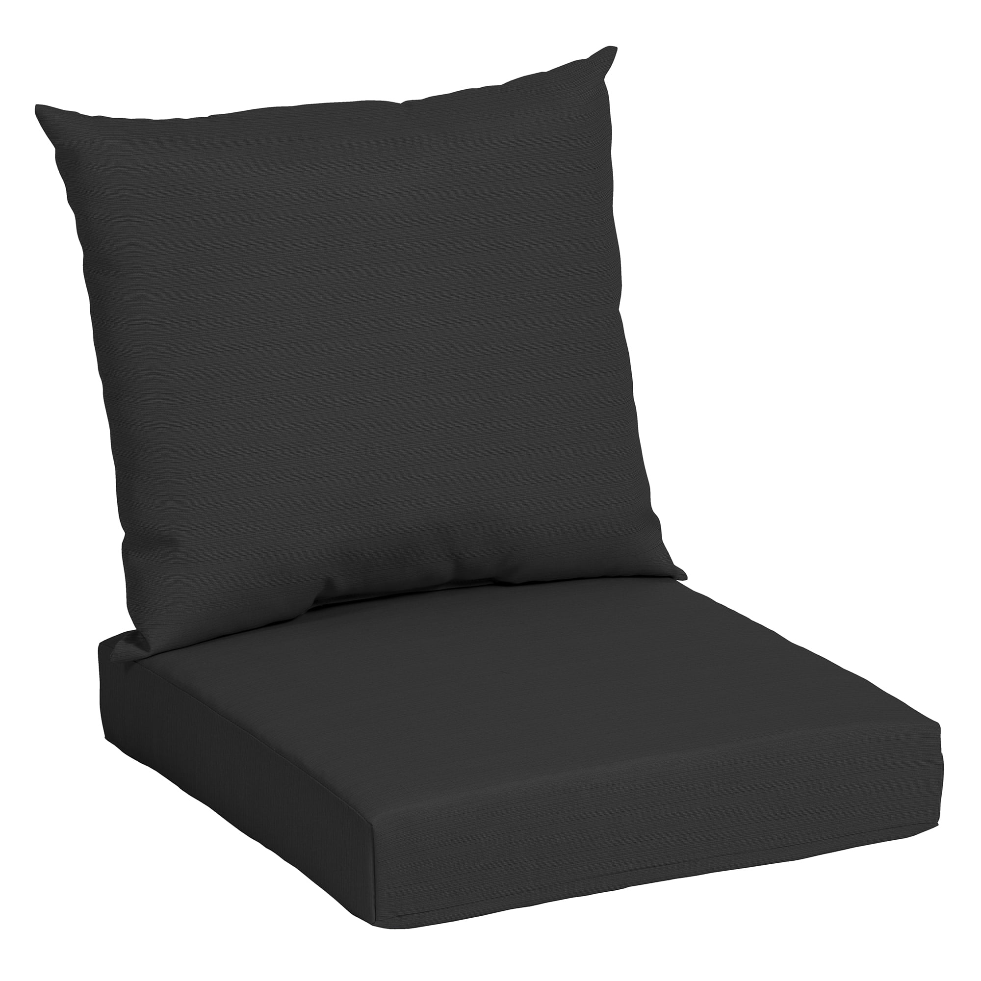(2 pack) Mainstays 45" L x 22.75" W Black Rectangle Outdoor 2 Piece Deep Seat Cushion