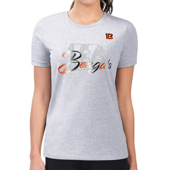 Women's G-III 4Her by Carl Banks  Gray Cincinnati Bengals Super-Slim Fit Lightweight Shadow Logo T-Shirt