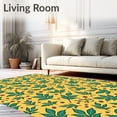 thumbnail image 2 of ODIKA 5'x7' Machine Washable Non-Slip Area Rug, Velvet Holly Leaf Christmas Tree Foundation with Botanical Elegance High Traffic Rug, Yellow, 629665, 2 of 7