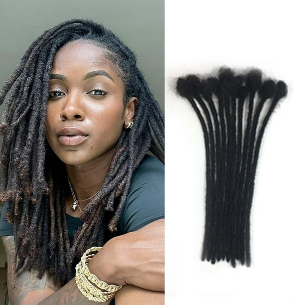 Extensiones de rastas Extensiones Loc Cabello humano 0,6 cm de espesor 6-24 pulgadas Extensiones de rastas Extensiones Loc 100% hechas a mano Cabello humano para hombre/mujer Se puede teñir y rizar (0