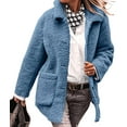 thumbnail image 3 of Women Winter Faux Fur Long Sleeve Lapel Button Down Pockets Fleece Jacket Casual Trendy Outerwear L, 3 of 9
