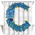 thumbnail image 1 of Elegant Blue Floral Shower Curtain with Snowflakes - Large Blue & Purple Roses Design, 1 of 4