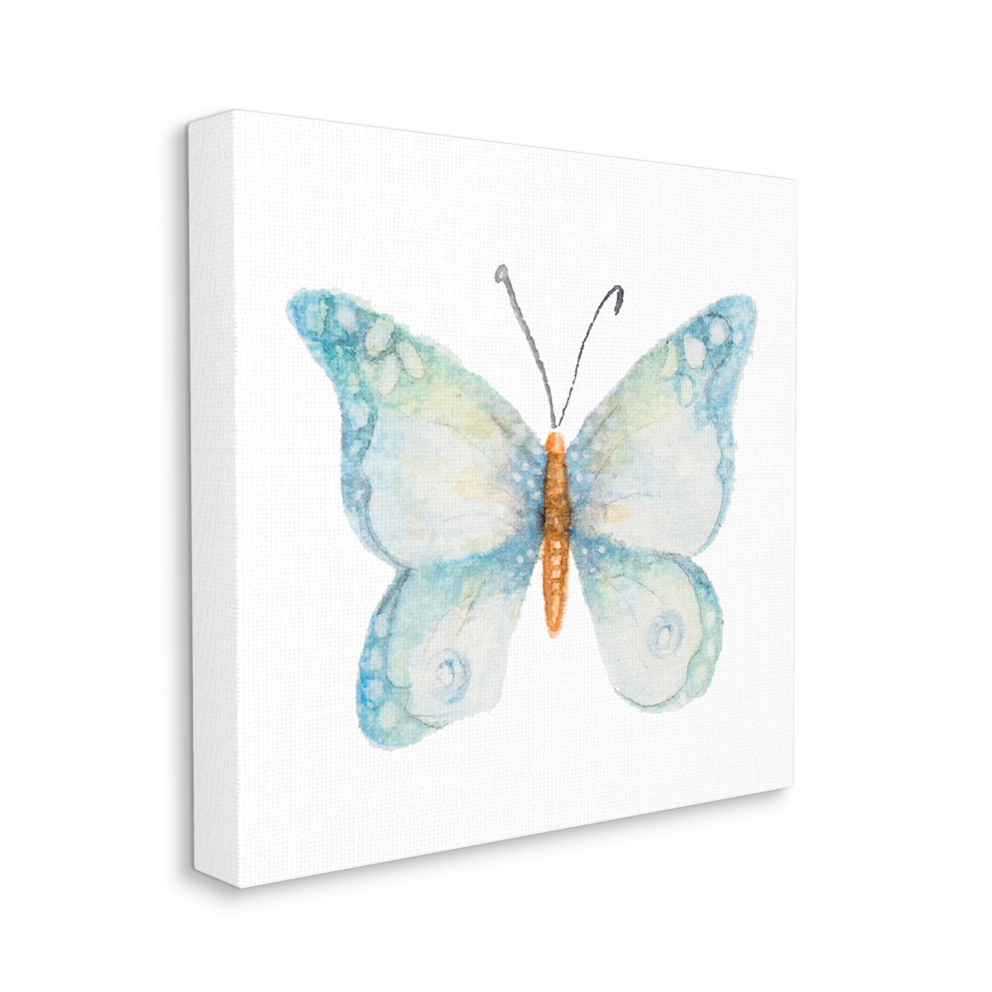 Stupell Industries Elegant Blue Butterfly Insect Animal Watercolor Effect Painting Gallery Wrapped Canvas Print Wall Art, Design by Janice Gaynor