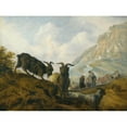 thumbnail image 3 of Jacobus Sibrandi Mancadan 14x11 Black Modern Framed Museum Art Print Titled - Goats on a Hillside with Herders Beyond, 3 of 5