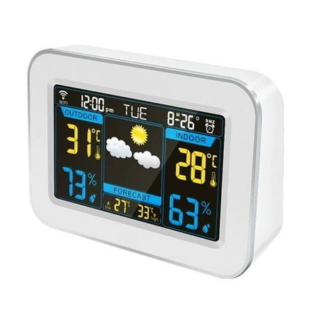 Weather Station Clock APP Control Digital Indoor Outdoor Temperature and Humidity Monitor, Color Alarm Clock Calendar Weath ,Easy to Operate