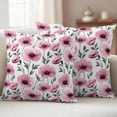 thumbnail image 3 of 2 Pack Outdoor Waterproof Throw Pillow Covers,Spring Pink Flower Poppy Decorative Square Pillow Case Patio Pillowcases for Chair Couch Sofa 16x16in, 3 of 9