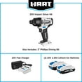 HART 20Volt Cordless 1/4" Hex Chuck Impact Driver Kit, (2) 1.5Ah