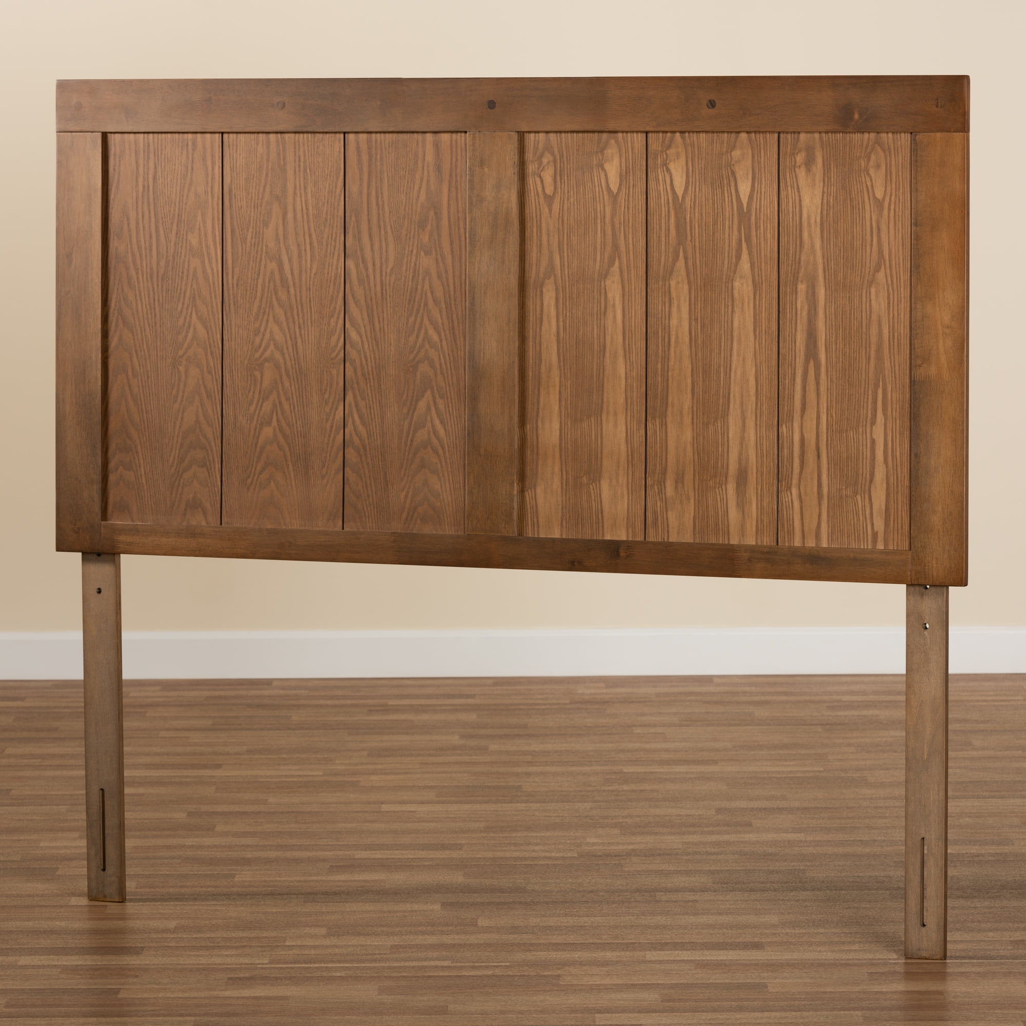 Baxton Studio Patwin Contemporary/Modern Slat Back Support Engineered Wood Headboard, King, Ash Walnut