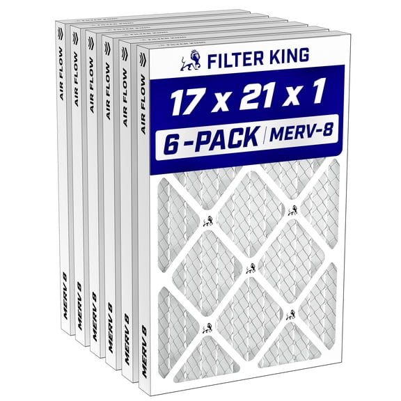 Filter King 17x21x1 Air Filter MERV 8, AC Furnace Filters (6-Pack)