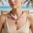 thumbnail image 3 of PISONIC Multi-Color Gradient Resin Beaded Choker Necklace for Women, 18K Gold Plated Stainless Steel OT Toggle Clasp Pendant Collarbone Jewelry, Niche Luxury Vacation Statement Necklaces, 3 of 5