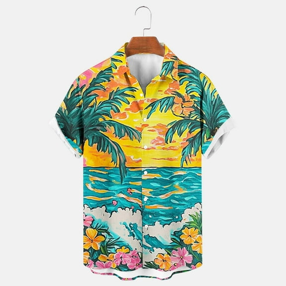 Xixinqiwan Men's & Big Men's Button Up Shirt,Men's Cotton Linen Blend Shirt Short Sleeve Button Down Casual Summer Shirt Beach Wedding Vacation Tops with Pocket