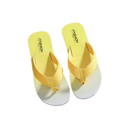 

Bellella Men s Flip Flops Flat Heels Thong Sandals Color Stitching Sandal Cozy Casual Shoes Beach Home Slippers Yellow 9