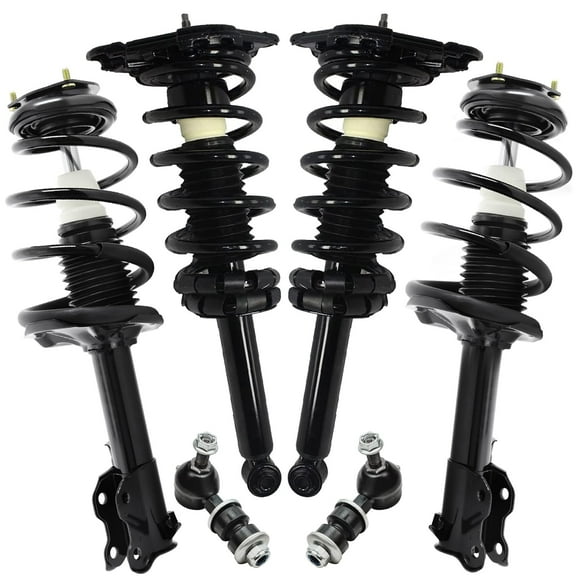 Detroit Axle - 6pc Struts Sway Bars for 2000-2001 Nissan Sentra, 4 Front Rear Struts with Coil Springs 2 Front Sway Bars Replacement Suspension Kit