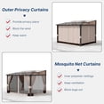 thumbnail image 6 of Gotland 10FTx14FT Outdoor Wall-Mounted Hardtop Pergola, Metal Frame Gazebo with Sloping Sun Panel Roof and Double Curtains for Patio, Garden, Lawn, Khaki, 6 of 8